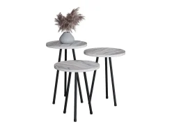 VCM 3 pcs Set side table | Tabela em design de óptica de mármore simples | Dimensões aprox. A. 42/47/52 x L. 34 x P. 34 cm | Mesa de estar - Mirola (Branco)