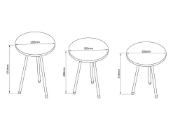 VCM 3 pcs Set side table | Tabela em design de óptica de mármore simples | Dimensões aprox. A. 42/47/52 x L. 34 x P. 34 cm | Mesa de estar - Mirola (Branco)