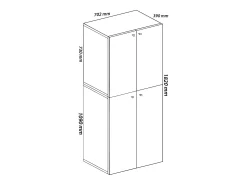 VCM Armário de madeira | Armário com 5 compartimentos e portas giratórias | Dimensões aprox. L. 70 x A. 184 x P. 40 cm – Lona (Branco / Carvalho Mel)