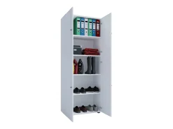 VCM Armário de madeira | Armário com 5 compartimentos e portas giratórias | Dimensões aprox. L. 70 x A. 184 x P. 40 cm – Lona (Branco)
