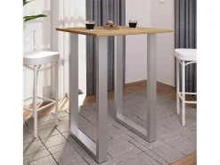 VCM Bar Table | Tresen | Mesa em pé | Mesa alta | Mesa Barba Bar - Xona 80x50 cm (Prata / Carvalho Mel)