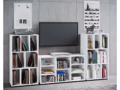 VCM Cômoda em madeira | Prancha lateral com mezanino prático dividindo | Prateleira Record | Dimensões aprox. A. 120 x L. 60 x P. 40 cm - Woltino (Branco)