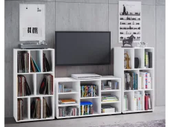 VCM Cômoda em madeira | Prancha lateral com mezanino prático dividindo | Prateleira Record | Dimensões aprox. A. 120 x L. 60 x P. 40 cm - Woltino (Branco)