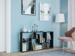 VCM Cômoda em madeira | Sideboard com prático divisor de mezanino | Divisor de salas | Dimensões aprox. A. 62 x L. 117 x P. 20 cm - Pintal (Preto)