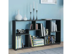 VCM Cômoda em madeira | Sideboard com prático divisor de mezanino | Divisor de salas | Dimensões aprox. A. 62 x L. 117 x P. 20 cm - Pintal (Preto)