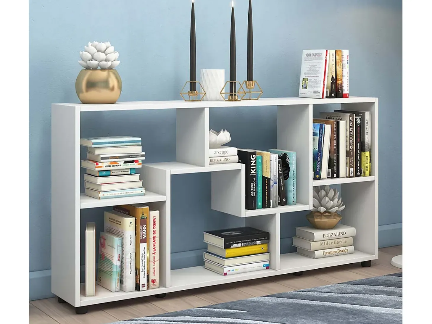 VCM Cômoda em madeira | Sideboard com prático divisor de mezanino | Divisor de salas | Dimensões aprox. A. 62 x L. 117 x P. 20 cm - Pintal (Branco)