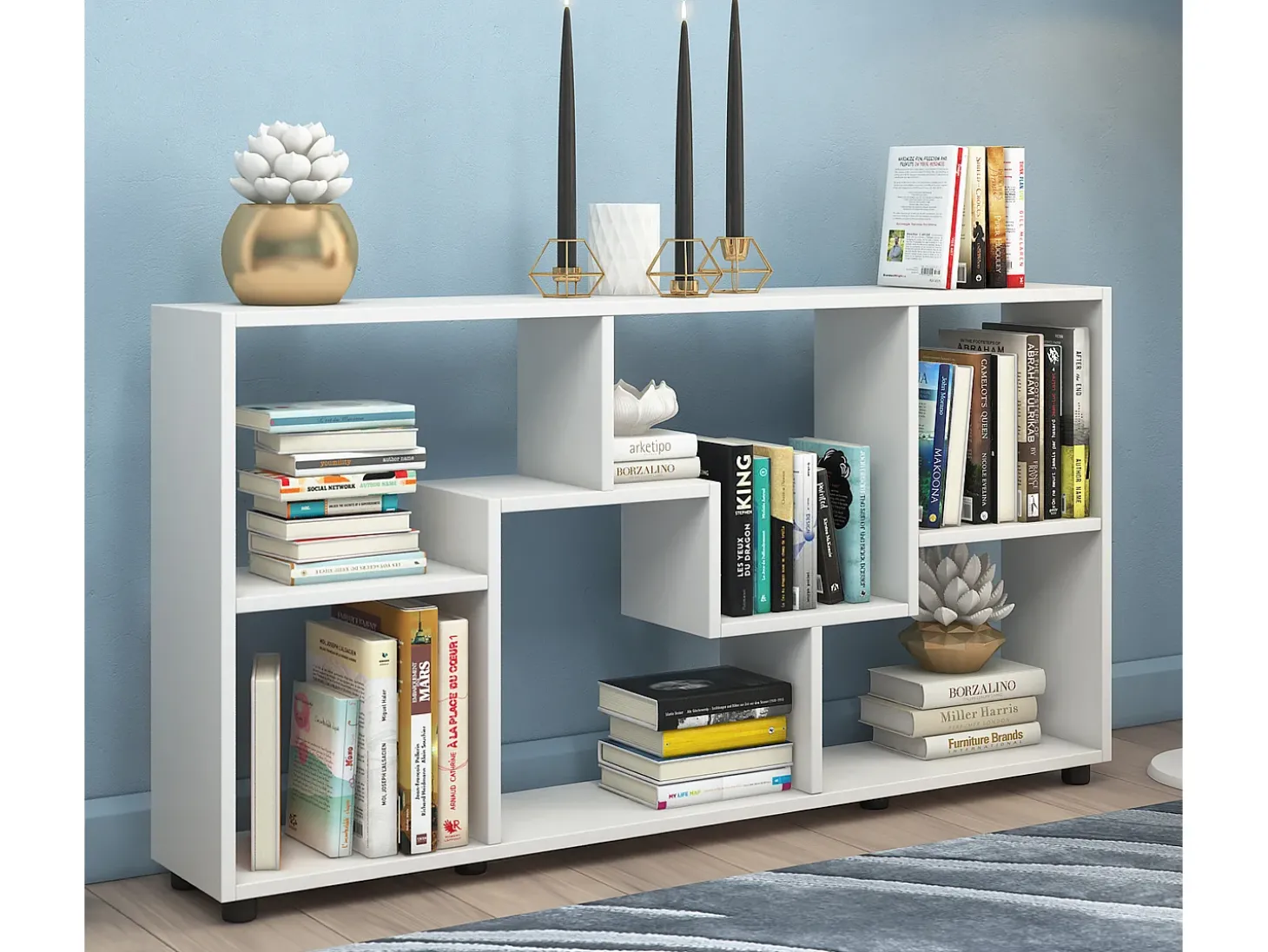 VCM Cômoda em madeira | Sideboard com prático divisor de mezanino | Divisor de salas | Dimensões aprox. A. 62 x L. 117 x P. 20 cm - Pintal (Branco)