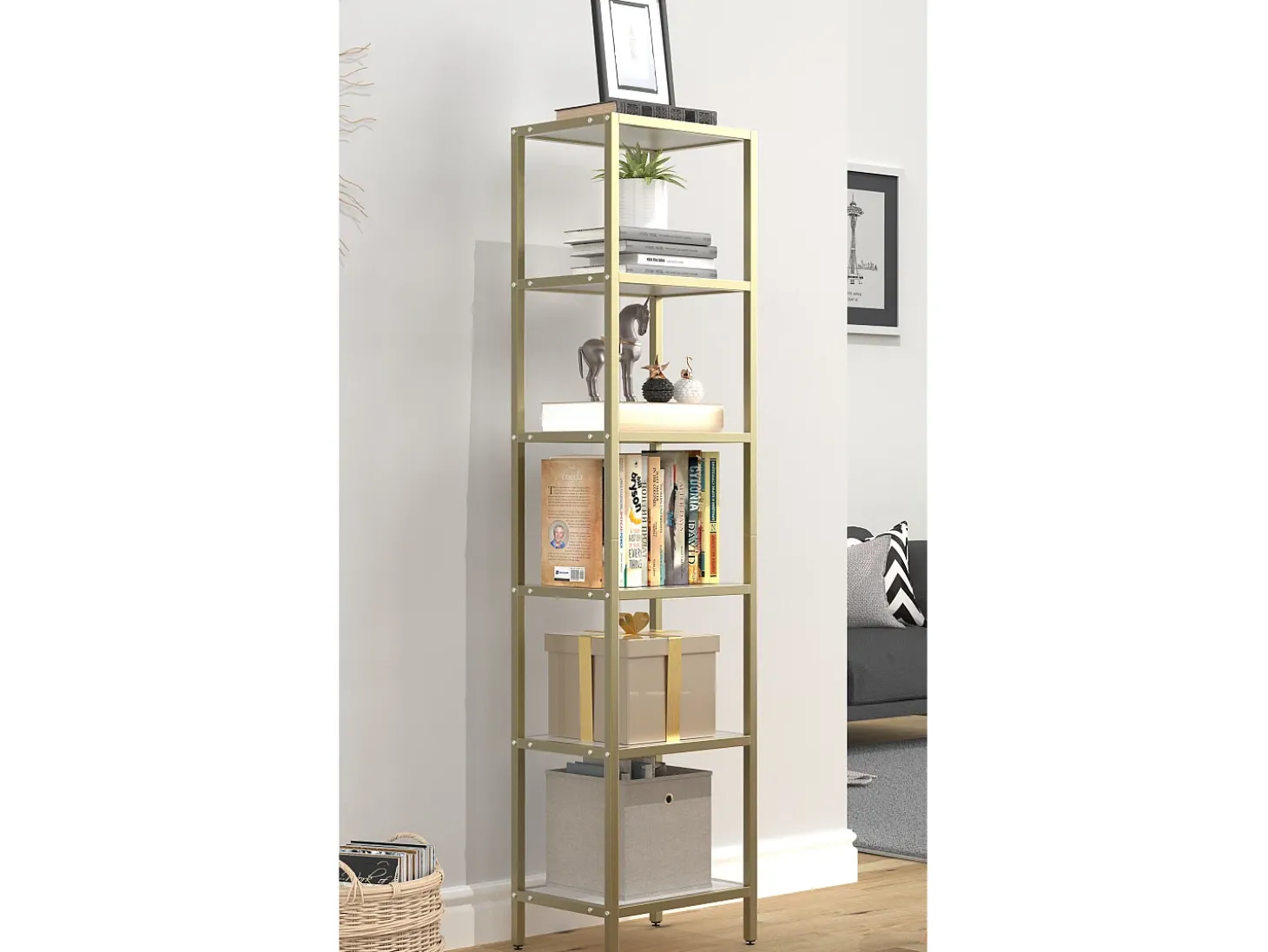 VCM Iron Standing Rack Showcase Showcase Standing armário Vinali M (Ouro)