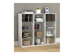 VCM Madeira CD DVD Prateleira Estante Sala Divisor Decoração Prateleira Vidro Zilas L (Branco)