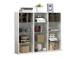VCM Madeira CD DVD Prateleira Estante Sala Divisor Decoração Prateleira Vidro Zilas L (Branco)