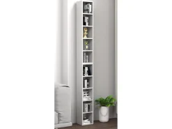 VCM Madeira CD DVD Stand Armazenamento Prateleira Estante Decoração Prateleira Megosa S (Branco)