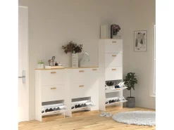 VCM Madeira Prateleira Kipper Sapato Prateleira Sapato Sapato Tipper 3 Flaps 1 Turning Door Halom L (Branco)