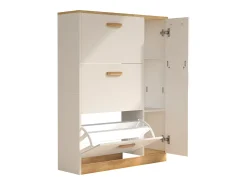VCM Madeira Prateleira Kipper Sapato Prateleira Sapato Sapato Tipper 3 Flaps 1 Turning Door Halom L (Branco)