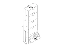 VCM Madeira Prateleira Kipper Sapato Prateleira Sapato Sapato Tipper 5 Flaps Halom XL (Branco)