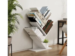 VCM Suporte de armazenamento de madeira Prateleira Estante Decoração Livros Stand Shelf Nulis L (Branco)