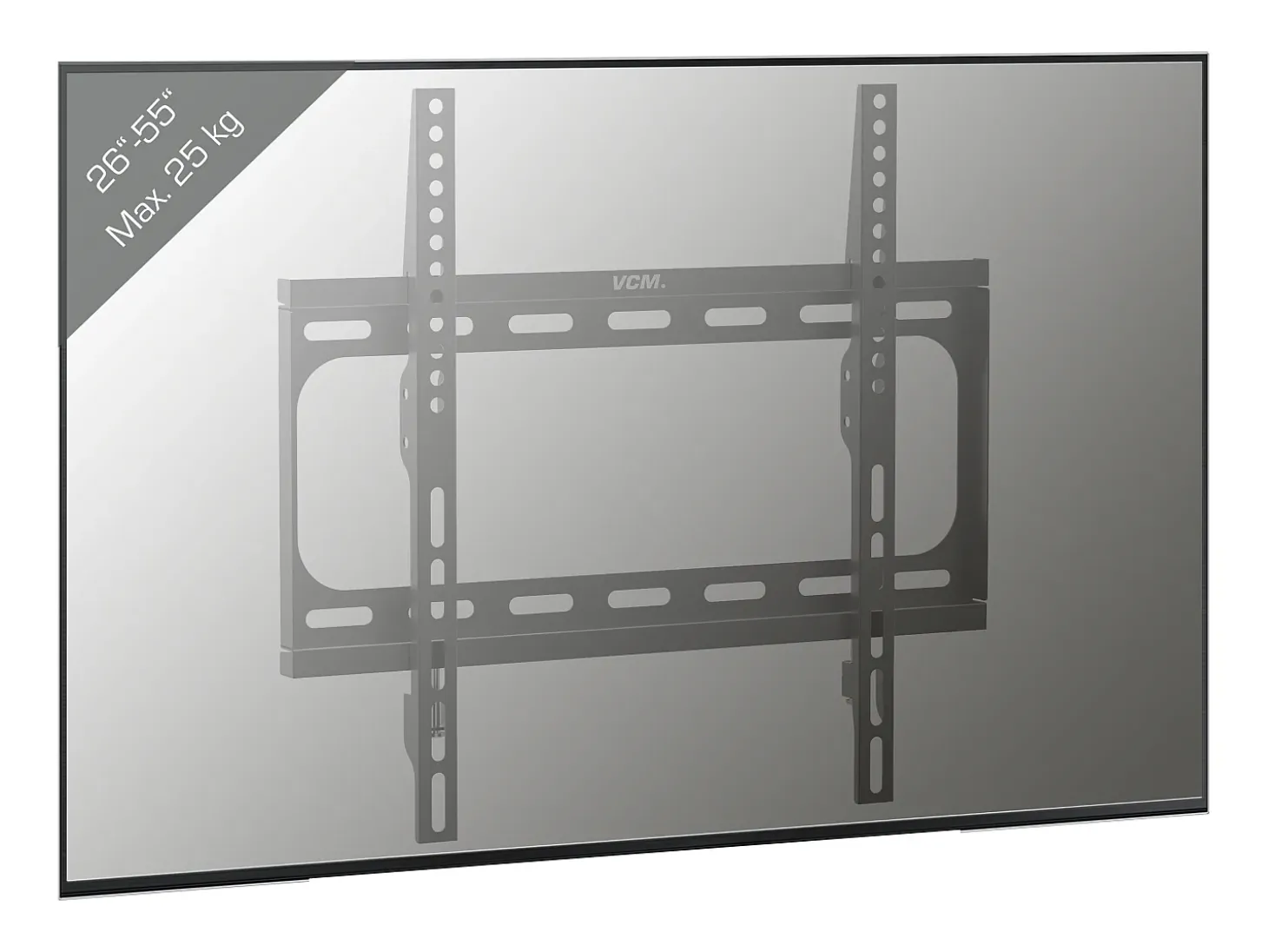 VCM Universal TV Wall Mount 26-55 polegadas até 25 kg | VESA até o máximo 400x400 | Suporte de TV com nível de água rígido | Fernseh Bracket FX400 (Preto)