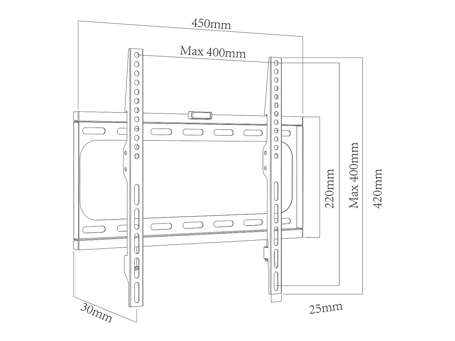 VCM Universal TV Wall Mount 26-55 polegadas até 25 kg | VESA até o máximo 400x400 | Suporte de TV com nível de água rígido | Fernseh Bracket FX400 (Preto)