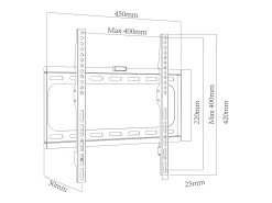 VCM Universal TV Wall Mount 26-55 polegadas até 25 kg | VESA até o máximo 400x400 | Suporte de TV com nível de água rígido | Fernseh Bracket FX400 (Preto)