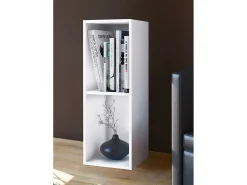 VCM Wood CD DVD Shelf | Armazenamento | Dimensões A. 72 x L. 34 x P. 30 cm | Prateleira de Decoração | Estante - Mendas 2 Compartimentos (Branco)