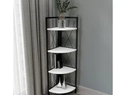 VCM Wood Metal Corner Shelf Storage Stand Prateleira Estante Decoração Livros Stand Shelf Insasi 4 (Branco)