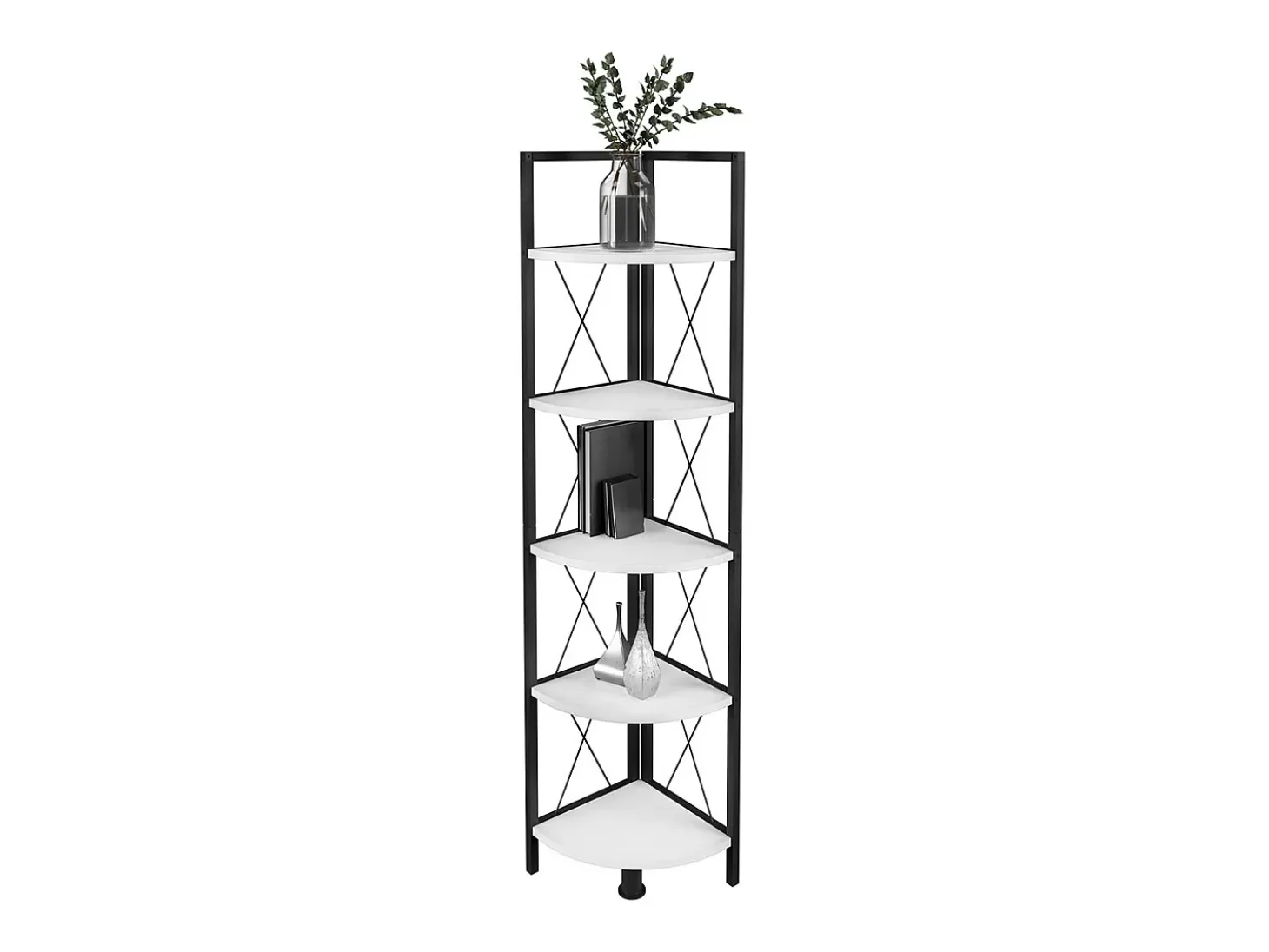 VCM Wood Metal Corner Shelf Storage Stand Prateleira Estante Decoração Livros Stand Shelf Insasi 5 (Branco)