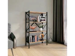 VCM Wood Metal Storage Stand Shelf Bookshelf Decoração Livros Stand Shelf Insasi 4 (Honey Oak)