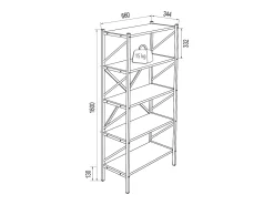 VCM Wood Metal Storage Stand Prateleira Estante Decoração Livros Stand Shelf Insasi 5 (Branco)
