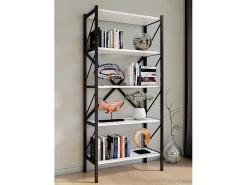 VCM Wood Metal Storage Stand Prateleira Estante Decoração Livros Stand Shelf Insasi 5 (Branco)