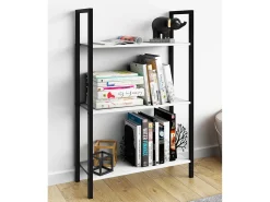 VCM Wood Metal Storage Stand Prateleira Estante Decoração Livros Stand Shelf Flakos 3 (Branco)