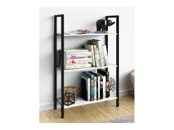 VCM Wood Metal Storage Stand Prateleira Estante Decoração Livros Stand Shelf Flakos 3 (Branco)