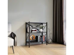 VCM Wood Metal Storage Stand Shelf Bookshelf Decoração Livros Stand Shelf Insasi 2 (Antracite)