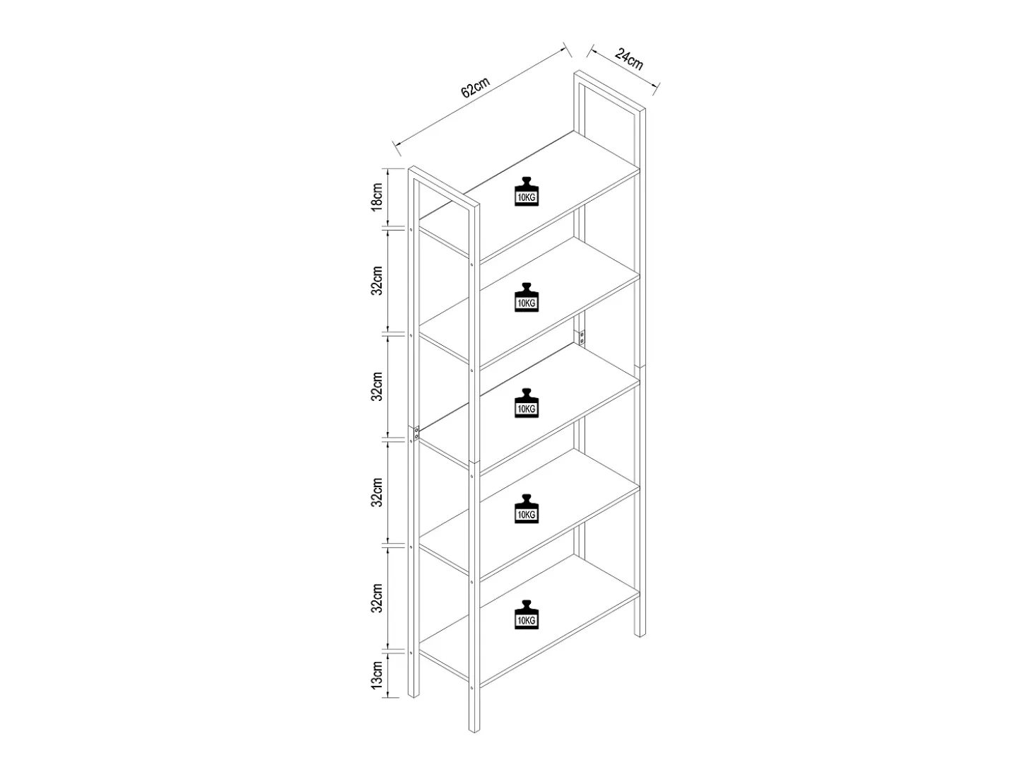 VCM Wood Metal Storage Stand Prateleira Estante Decoração Livros Stand Shelf Flakos 5 (Branco)