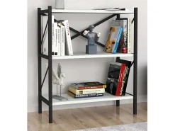 VCM Wood Metal Storage Stand Prateleira Estante Decoração Livros Stand Shelf Insasi 2 (Branco)