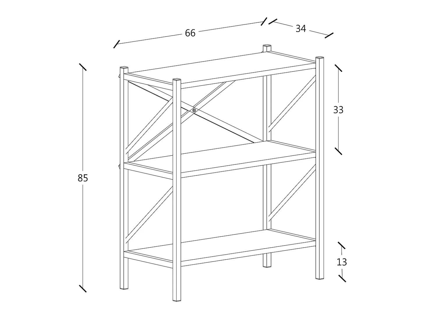 VCM Wood Metal Storage Stand Prateleira Estante Decoração Livros Stand Shelf Insasi 2 (Branco)
