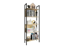 VCM Wood Metal Storage Stand Shelf Bookshelf Decoração Livros Stand Shelf Flakos 5 (Honey Oak)