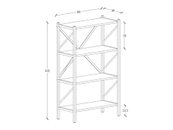 VCM Wood Metal Storage Stand Prateleira Estante Decoração Livros Stand Shelf Insasi 4 (Branco)