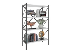 VCM Wood Metal Storage Stand Prateleira Estante Decoração Livros Stand Shelf Insasi 4 (Branco)