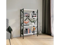 VCM Wood Metal Storage Stand Prateleira Estante Decoração Livros Stand Shelf Insasi 4 (Branco)