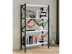 VCM Wood Metal Storage Stand Prateleira Estante Decoração Livros Stand Shelf Insasi 4 (Branco)
