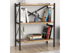 VCM Wood Metal Storage Stand Shelf Bookshelf Decoração Livros Stand Shelf Insasi 2 (carvalho de mel)