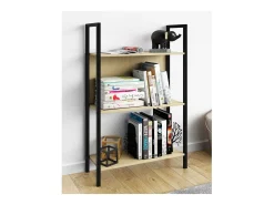 VCM Wood Metal Storage Stand Prateleira Estante Decoração Livros Stand Shelf Flakos 3 (Honey Oak)