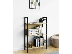 VCM Wood Metal Storage Stand Prateleira Estante Decoração Livros Stand Shelf Flakos 3 (Honey Oak)
