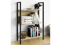 VCM Wood Metal Storage Stand Prateleira Estante Decoração Livros Stand Shelf Flakos 3 (Honey Oak)