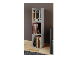 VCM Wood Records Shelf | Stand Shelf com 3 compartimentos para 100 Registros | Dimensões: A. 107 x L. 34 x P. 30 cm - Platto (Cinza)