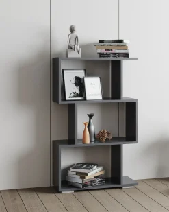 VCM Wood Room Divider Stand Shelf Bookshelf Decoração Livros Stand Shelf Palusa M (Anthracite)