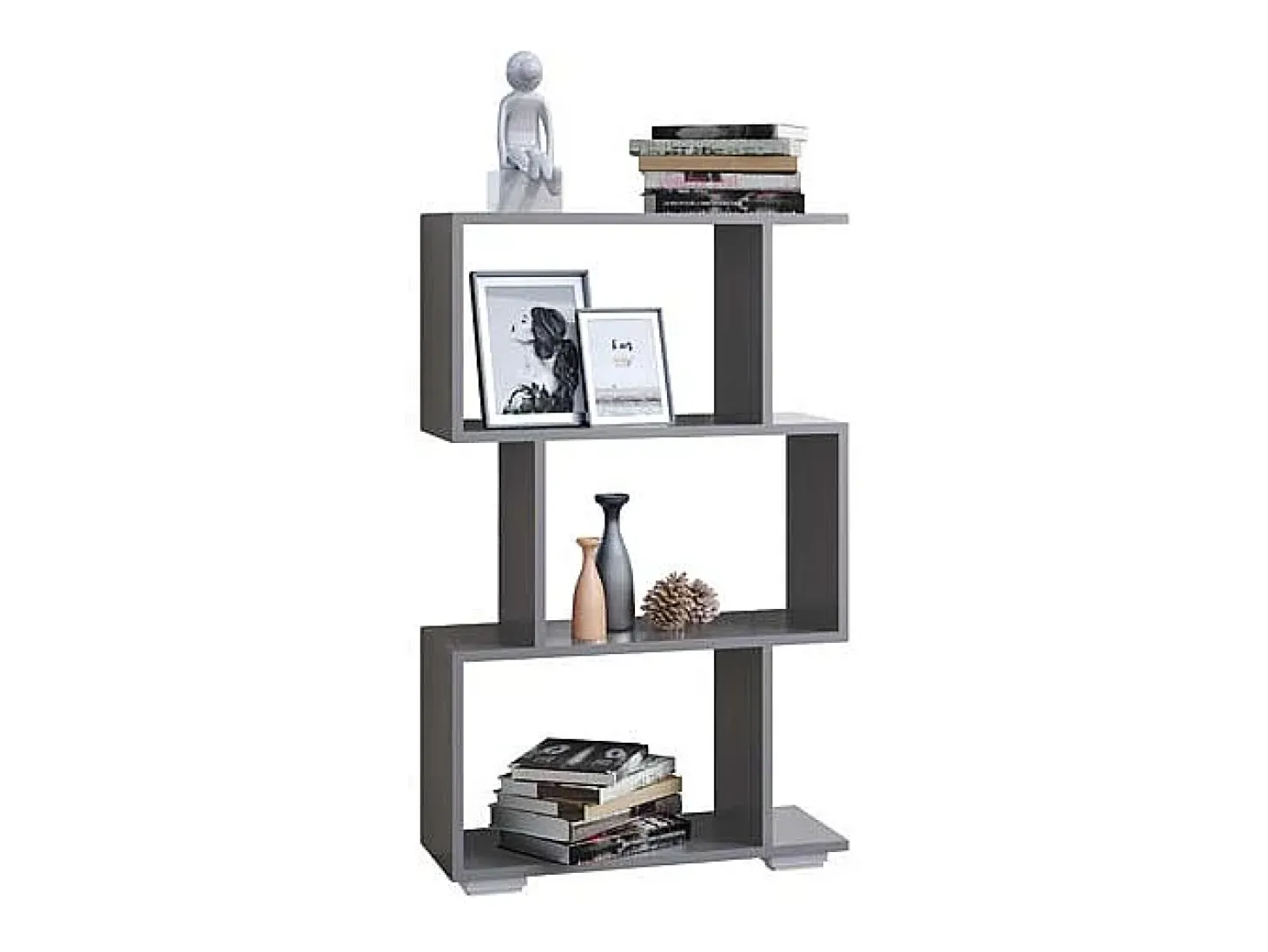 VCM Wood Room Divider Stand Shelf Bookshelf Decoração Livros Stand Shelf Palusa M (Anthracite)