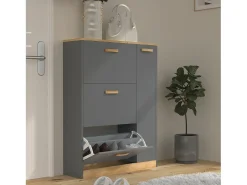 VCM Wood Shelf Kipper Sapato Sapato Sapato Sapato Tipper 3 Flaps 1 Turning Door Halom L (Anthracite)