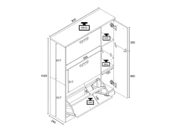 VCM Wood Shelf Kipper Sapato Sapato Sapato Sapato Tipper 3 Flaps 1 Turning Door Halom L (Anthracite)