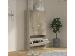 VCM Wood Shoe Cabinet | Dimensões: A. 105 x L. 59 x P. 22 cm | 3 flaps - Sipos L (Honey Oak)