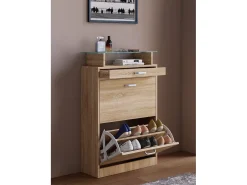 VCM Wood Shoe Cabinet | Dimensões: A. 91 x L. 59 x P. 22 cm | 2 flaps | gaveta estreita | prateleira prática - Sipos M (Sonoma oak (Sägerau))
